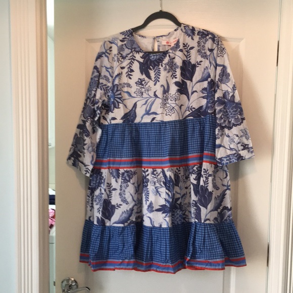 NWT Ro’s Garden Tiffany Rene blue block print mini dress - Picture 4 of 15